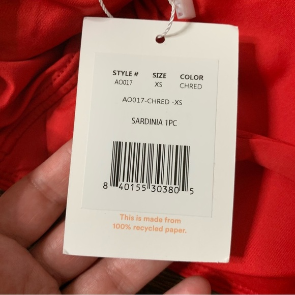 Andie red Womens Sardinia v neck one piece swimsuit XS NWT - Picture 8 of 9